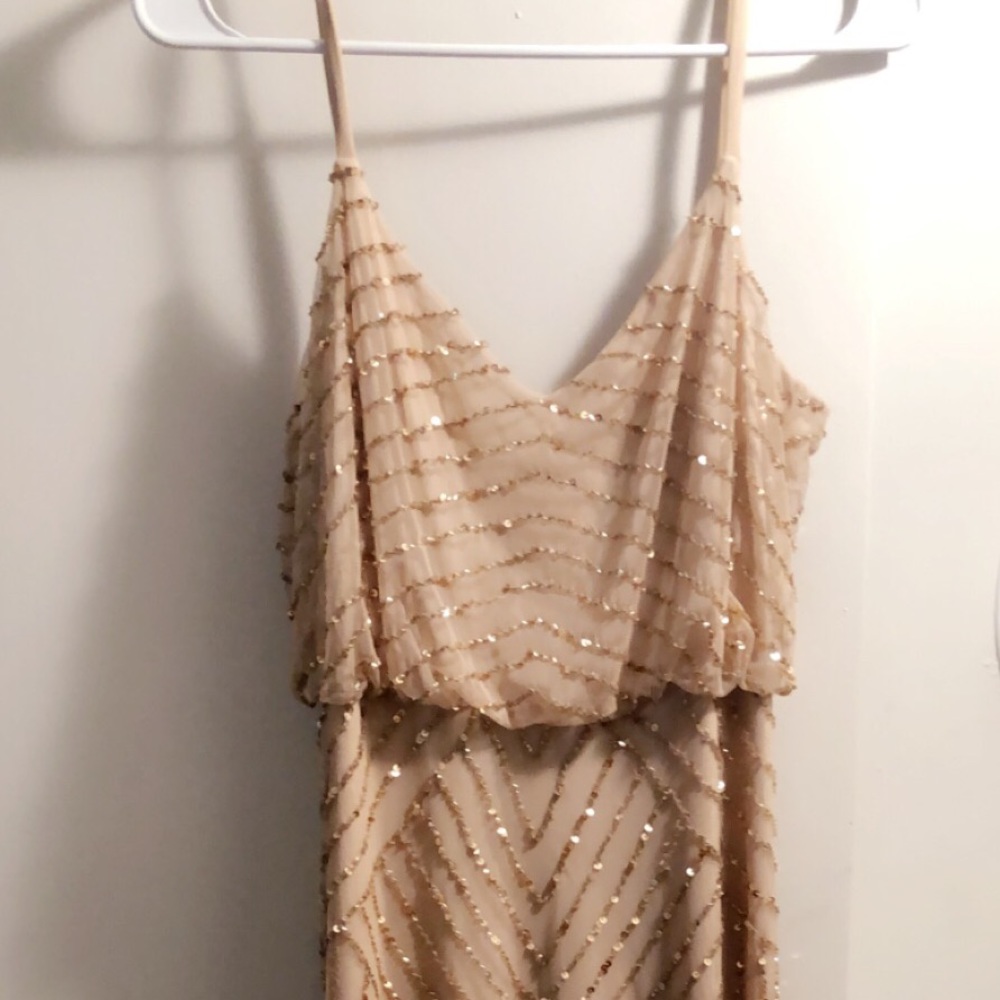 Adrianna Papell Art Deco Blouson beaded Gown